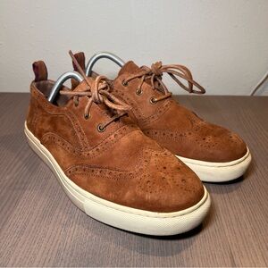 SIZE 10.5 POLO RALPH LAUREN JARROD WINGTIP BROWN SUEDE SNEAKER